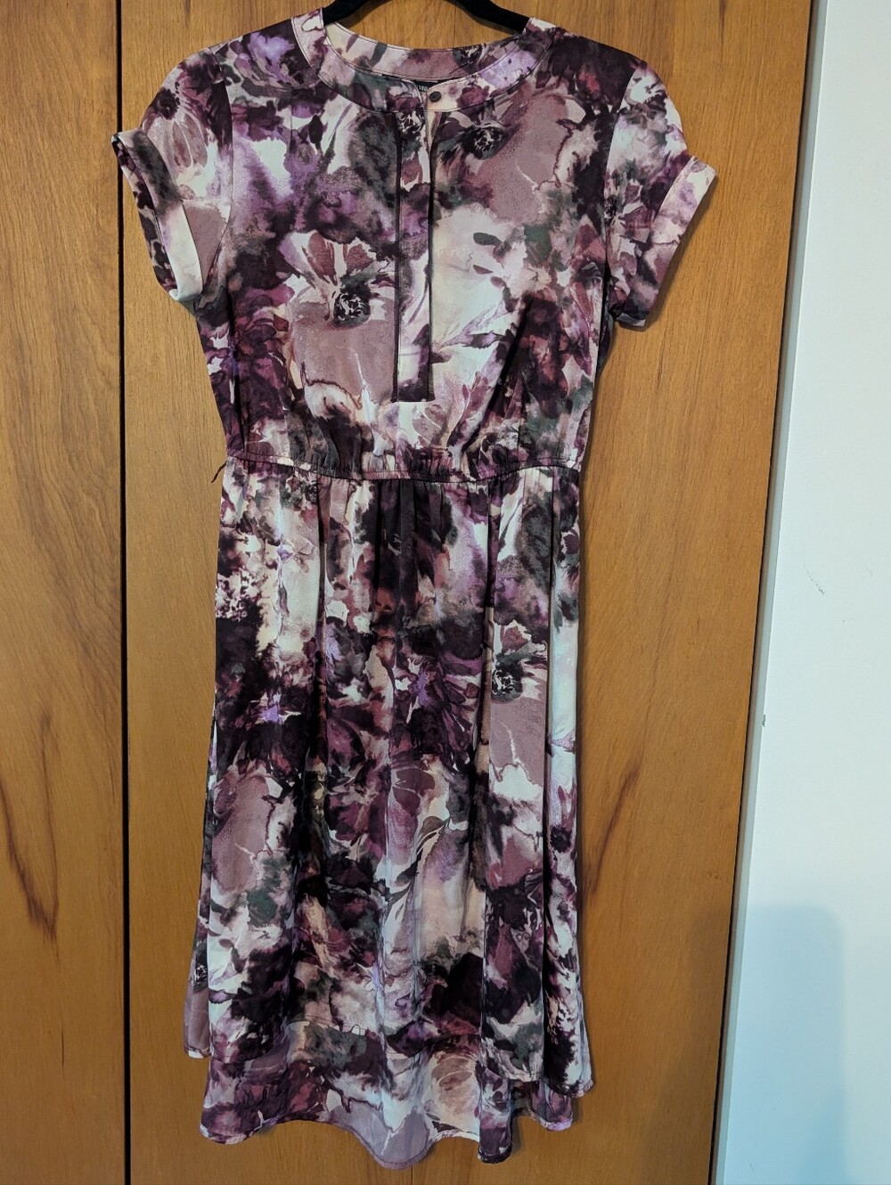 Simply Vera Vera Wang Pink and Purple Floral Midi Dress Women's Sz XS